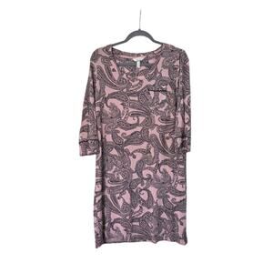 Soma Paisley Pink 3/4 Length Sleeve Classic Sleepshirt Pajamas, Women's Small